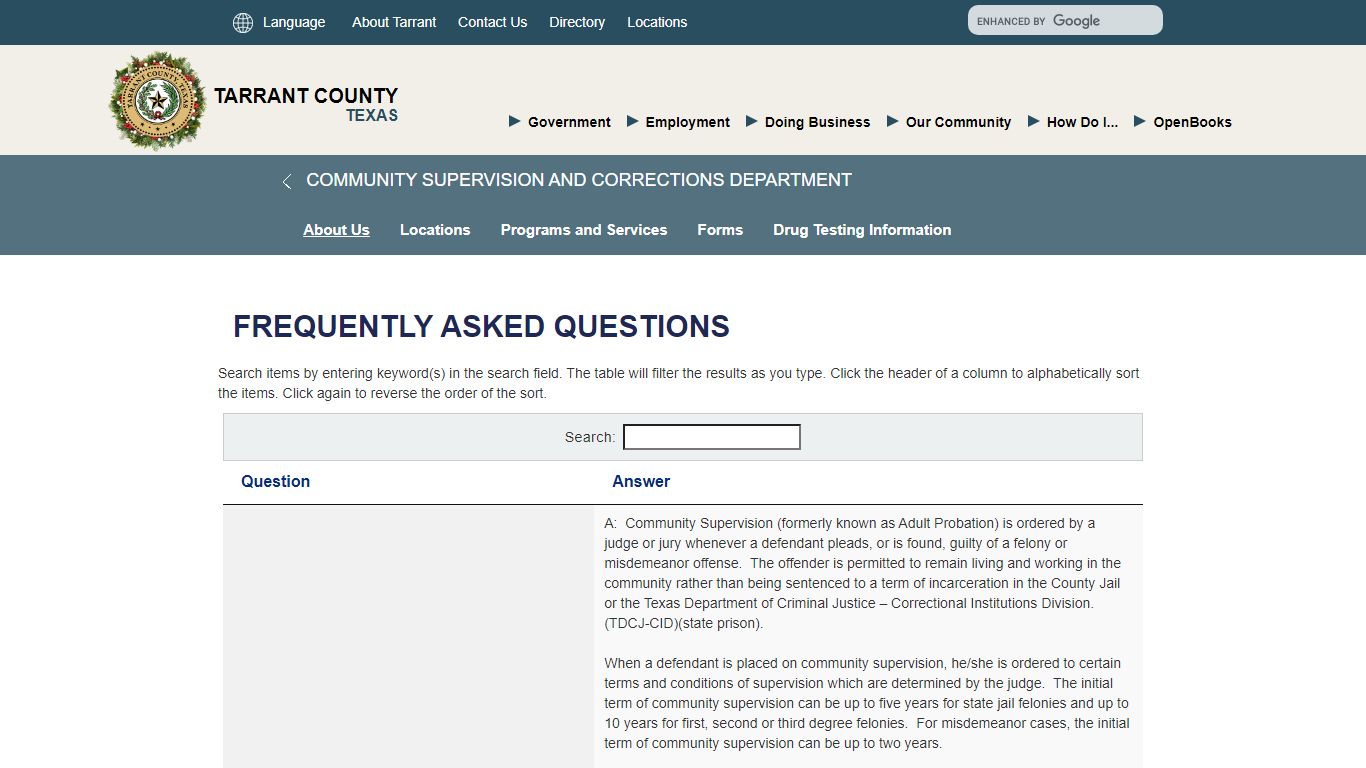Frequently Asked Questions - Tarrant County TX